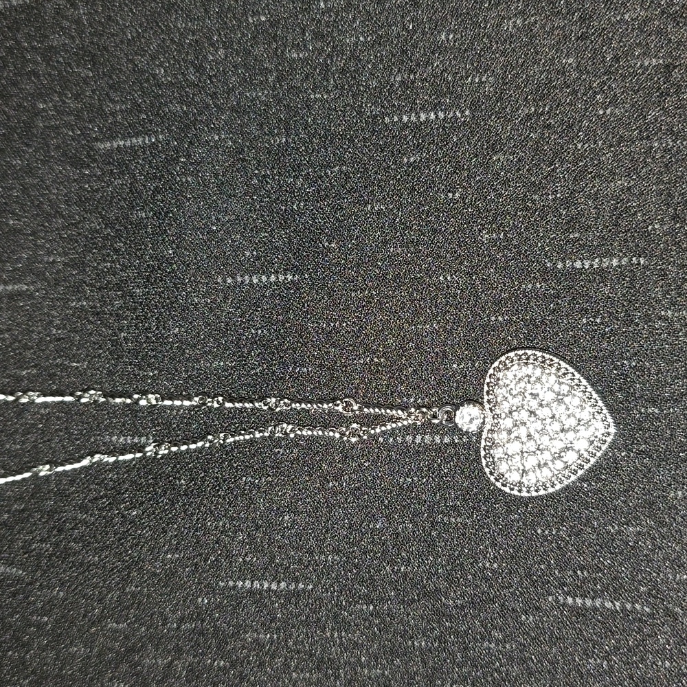 Sparkling Silver Heart Necklace Pendant